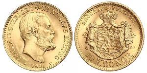 10 Krone Schweden Gold Oskar II. (Schweden) (1829-1907)
