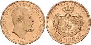 10 Krone Schweden Gold Oskar II. (Schweden) (1829-1907)