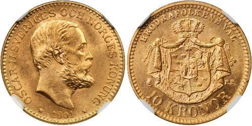 10 Krone Schweden Gold Oskar II. (Schweden) (1829-1907)