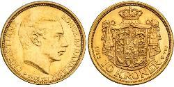 10 Krone Danemark Or Christian X de Danemark (1870 - 1947)