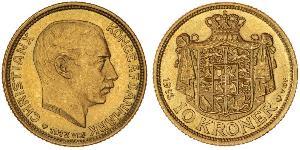 10 Krone Danemark Or Christian X de Danemark (1870 - 1947)