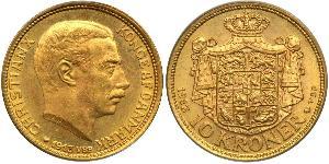 10 Krone Danemark Or Christian X de Danemark (1870 - 1947)