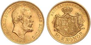 10 Krone Suède Or Oscar II de Suède (1829-1907)