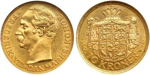 10 Krone Danimarca Oro Federico VIII di Danimarca (1843 - 1912)