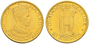 10 Krone Noruega Oro Haakon VII de Noruega (1872 - 1957)