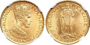 10 Krone Noruega Oro Haakon VII de Noruega (1872 - 1957)