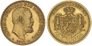 10 Krone Svezia Oro Oscar II di Svezia (1829-1907)