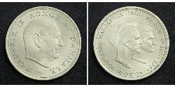 10 Krone Dinamarca Plata Margarita II de Dinamarca (1940-) / Federico IX de Dinamarca (1899 - 1972)