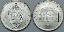 10 Krone Noruega (1905 - ) Plata Haakon VII de Noruega (1872 - 1957)