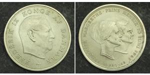 10 Krone Denmark Silver Margrethe II of Denmark (1940-) / Frederick IX of Denmark (1899 - 1972)
