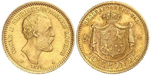10 Krone / 10 Kronor  Schweden Gold Oskar II. (Schweden) (1829-1907)