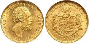 10 Krone / 10 Kronor  Svezia Oro Oscar II di Svezia (1829-1907)