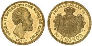 10 Krone / 10 Kronor  Svezia Oro Oscar II di Svezia (1829-1907)