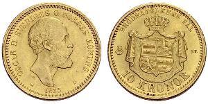 10 Krone / 10 Kronor  Svezia Oro Oscar II di Svezia (1829-1907)