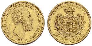 10 Krone / 10 Kronor  Svezia Oro Oscar II di Svezia (1829-1907)