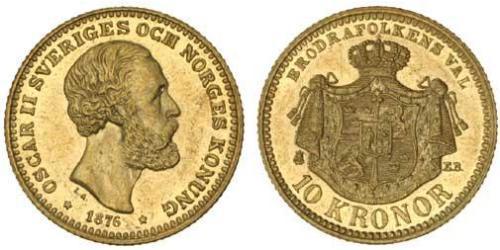 10 Krone / 10 Kronor  Svezia Oro Oscar II di Svezia (1829-1907)