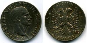10 Lek Albanian Kingdom (1939-1943) Silber Viktor Emanuel III. (Italien) (1869 - 1947)