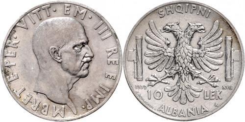 10 Lek Albanian Kingdom (1939-1943) Silber Viktor Emanuel III. (Italien) (1869 - 1947)