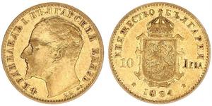 10 Lev Bulgarien Gold Ferdinand I. von Bulgarien (1861 -1948)