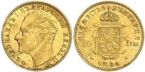 10 Lev Bulgarie Or Ferdinand I de Bulgarie (1861 -1948)