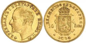 10 Lev Bulgaria Oro Fernando I de Bulgaria (1861 -1948)