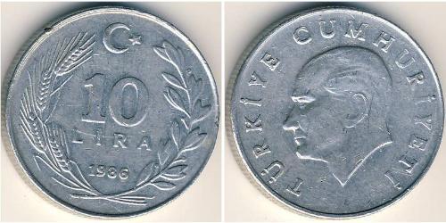 10 Lira Turquía (1923 - ) Aluminio 