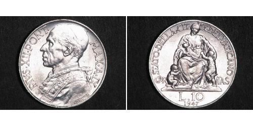 10 Lira Vatican (1926-) Argent Pie XII (1876 - 1958)