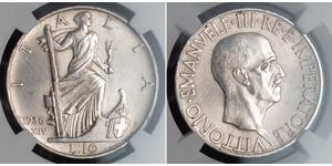 10 Lira Kingdom of Italy (1861-1946) Argento Vittorio Emanuele III (1869 - 1947)