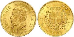 10 Lira Kingdom of Italy (1861-1946) Gold Victor Emmanuel II of Italy (1820 - 1878)