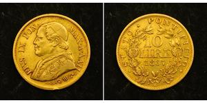 10 Lira Papal States (752-1870) Gold Pope Pius IX (1792- 1878)