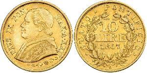 10 Lira États pontificaux (752-1870) Or Pie IX (1792- 1878)