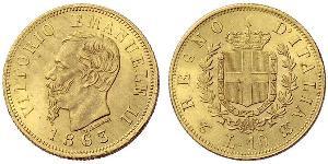 10 Lira Kingdom of Italy (1861-1946) Oro Victor Emmanuel II of Italy (1820 - 1878)