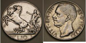 10 Lira Kingdom of Italy (1861-1946) Plata Víctor Manuel III de Italia (1869 - 1947)