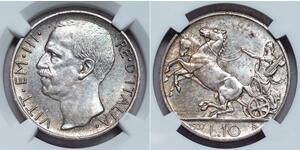 10 Lira Kingdom of Italy (1861-1946) Plata Víctor Manuel III de Italia (1869 - 1947)