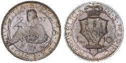 10 Lira San Marino Plata 