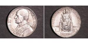 10 Lira Vatican (1926-) Plata Pope Pius XI (1857 - 1939)