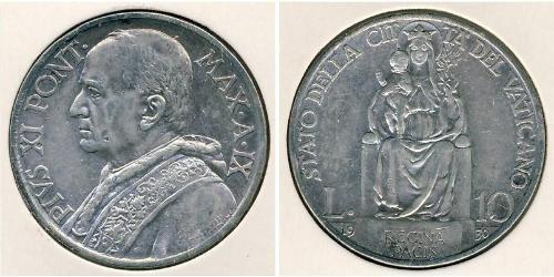10 Lira Vatican (1926-) Silver Pope Pius XI (1857 - 1939)