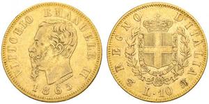10 Lira 意大利王國 (1861-1946) 金 维托里奥·埃马努埃莱二世