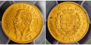 10 Lira 意大利王國 (1861-1946) 金 维托里奥·埃马努埃莱二世