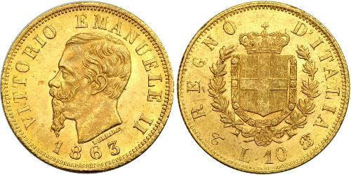 10 Lira 意大利王國 (1861-1946) 金 维托里奥·埃马努埃莱二世