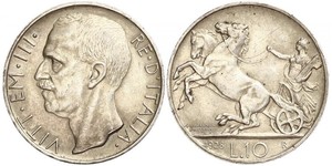 10 Lira 意大利王國 (1861-1946) 銀 维托里奥·埃马努埃莱三世 (1869 - 1947)
