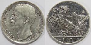 10 Lira 意大利王國 (1861-1946) 銀 维托里奥·埃马努埃莱三世 (1869 - 1947)