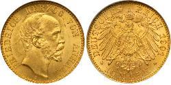10 Mark Anhalt-Dessau (1603 -1863) Gold Frederick I, Duke of Anhalt (1831-1904)