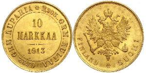 10 Mark Finnland (1917 - ) / Russisches Reich (1720-1917) Gold Alejandro III (1845 -1894)