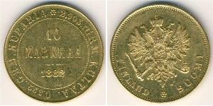 10 Mark Finnland (1917 - ) / Russisches Reich (1720-1917) Gold Alejandro III (1845 -1894)