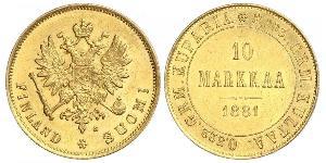 10 Mark Finnland (1917 - ) / Russisches Reich (1720-1917) Gold Alejandro III (1845 -1894)
