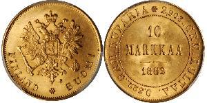 10 Mark Finnland (1917 - ) / Russisches Reich (1720-1917) Gold Alejandro III (1845 -1894)