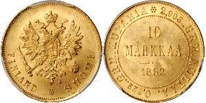 10 Mark Finnland (1917 - ) / Russisches Reich (1720-1917) Gold Alejandro III (1845 -1894)