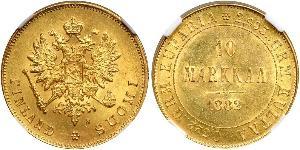 10 Mark Finnland (1917 - ) / Russisches Reich (1720-1917) Gold Alejandro III (1845 -1894)