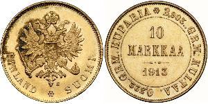 10 Mark Finnland (1917 - ) / Russisches Reich (1720-1917) Gold Alejandro III (1845 -1894)